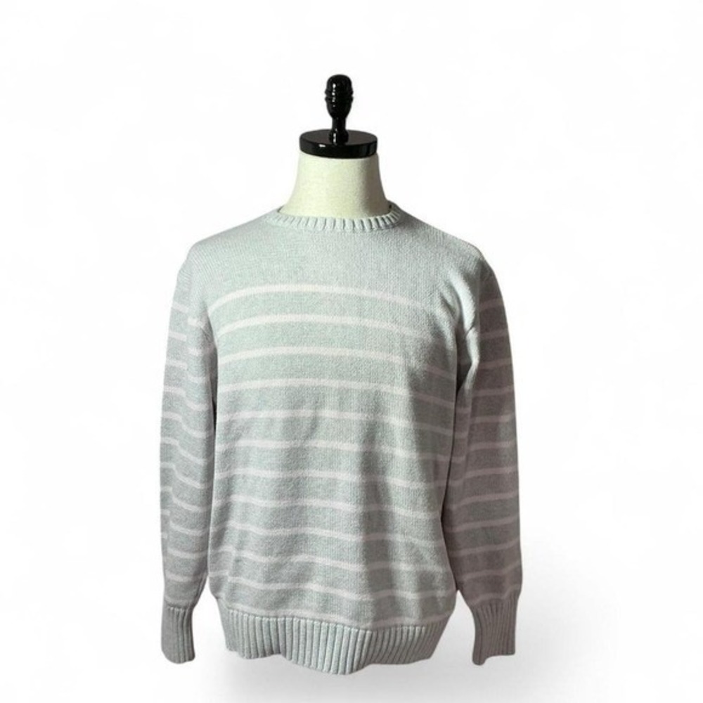 Brandy Melville Oversized Striped‎ Crewneck Sweater Light Blue Pink Casual